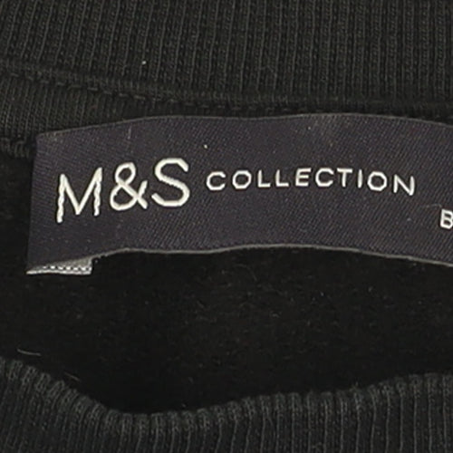 Marks and Spencer Women Black Purple Striped Pullover Sweatshirt M
