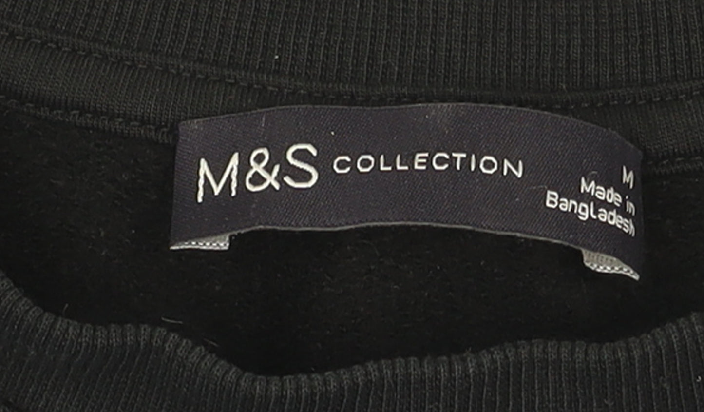 Marks and Spencer Women Black Purple Striped Pullover Sweatshirt M