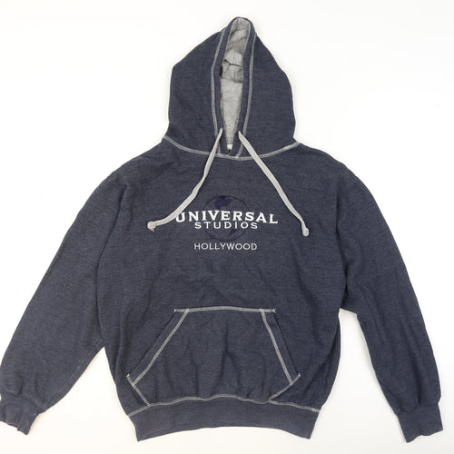 Universal Studios Men’s Blue Pullover Hoodie Medium Fleece Logo