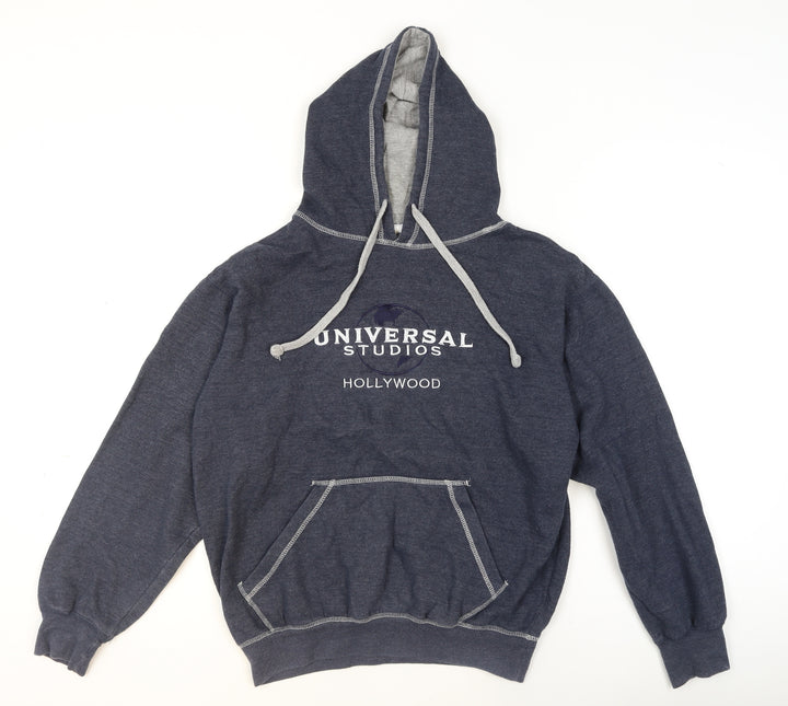 Universal Studios Men’s Blue Pullover Hoodie Medium Fleece Logo