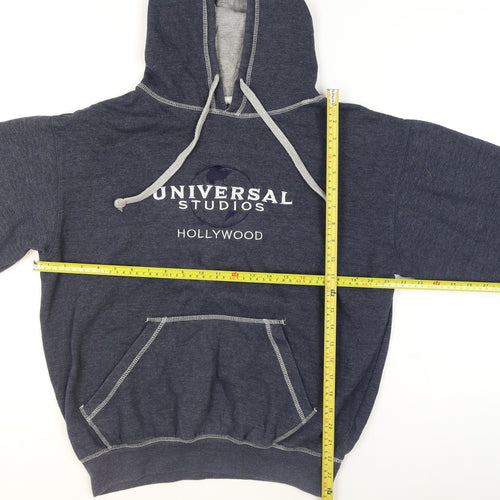 Universal Studios Men’s Blue Pullover Hoodie Medium Fleece Logo