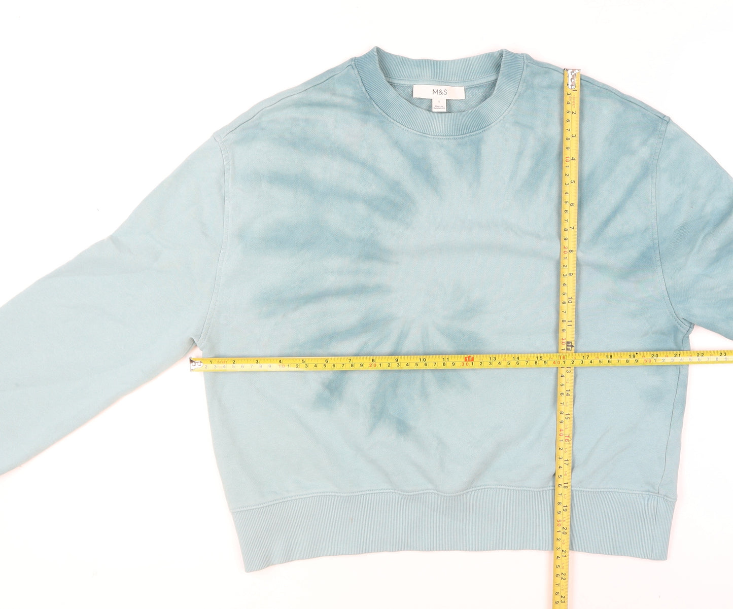 Marks and Spencer Women's Blue Tie-Dye Pullover Jumper S