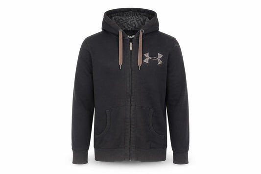 Front view of Under Armour Men's Black Small ColdGear Hooded Track Jacket