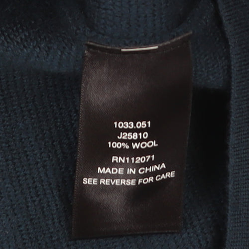 Jigsaw Women Blue Wool Tunic Jumper L 3/4 Sleeve Crew Neck