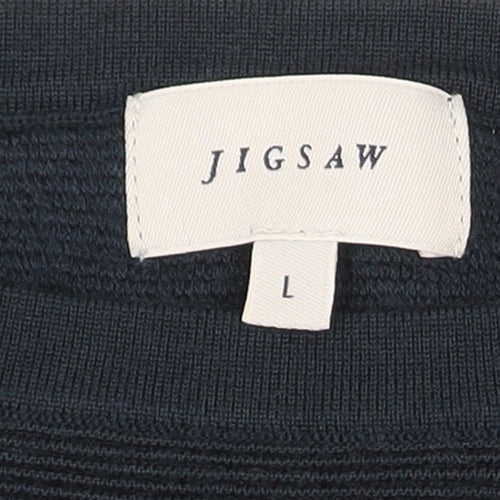 Jigsaw Women Blue Wool Tunic Jumper L 3/4 Sleeve Crew Neck