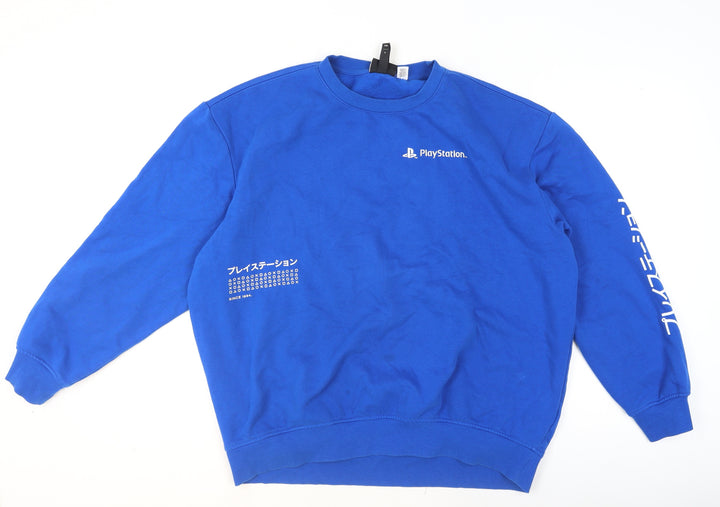 H&M Men’s Blue PlayStation Logo Sweatshirt L Regular Fit