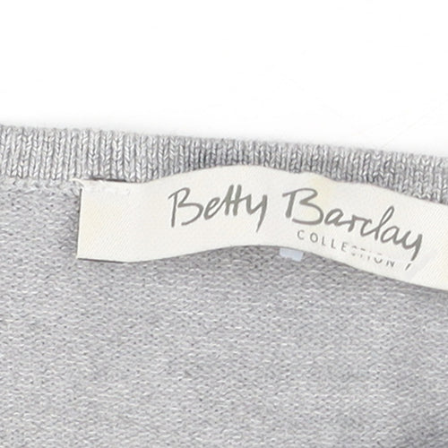 Betty Barclay Women Grey Ruffle Hem 3/4 Sleeve Knit Jumper Size 12