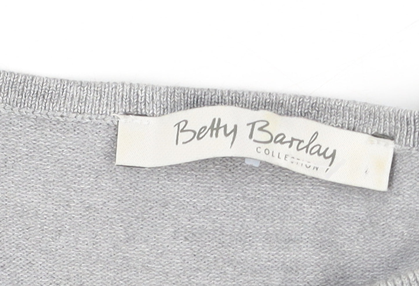 Betty Barclay Women Grey Ruffle Hem 3/4 Sleeve Knit Jumper Size 12