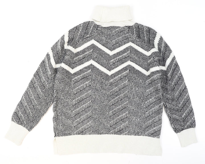 Marks and Spencer Women's Black Roll Neck Chunky Knit Jumper Size 18