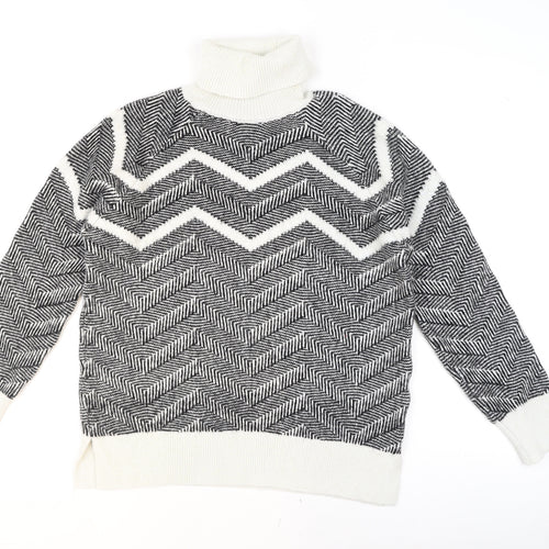 Marks and Spencer Women's Black Roll Neck Chunky Knit Jumper Size 18
