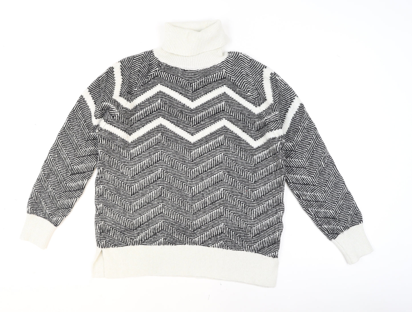 Marks and Spencer Women's Black Roll Neck Chunky Knit Jumper Size 18