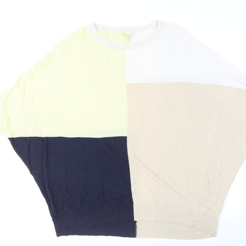 Phase Eight Womens Colour Block Beige Navy Knit Jumper L