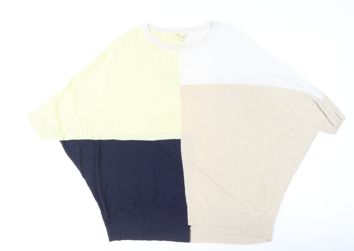 Phase Eight Womens Colour Block Beige Navy Knit Jumper L