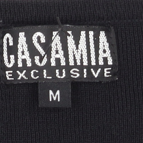 Casamia Women's Black Beaded V-Neck 3/4 Sleeve Pullover Jumper M