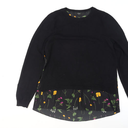 Next Women's Black Floral Hem Pullover Jumper Size 10