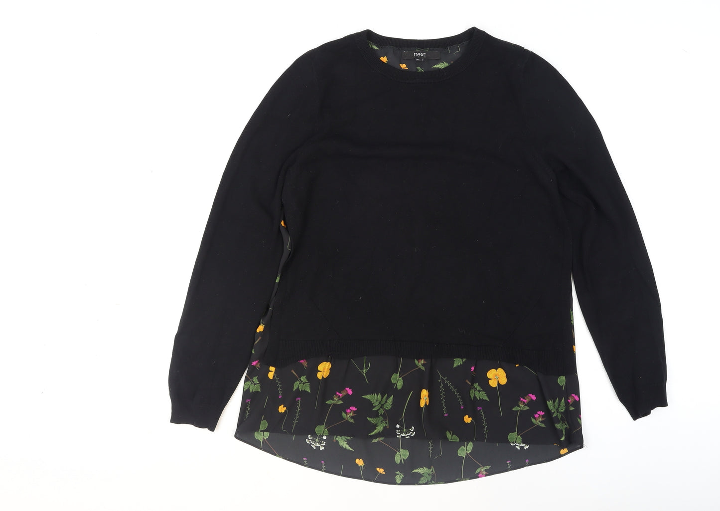 Next Women's Black Floral Hem Pullover Jumper Size 10