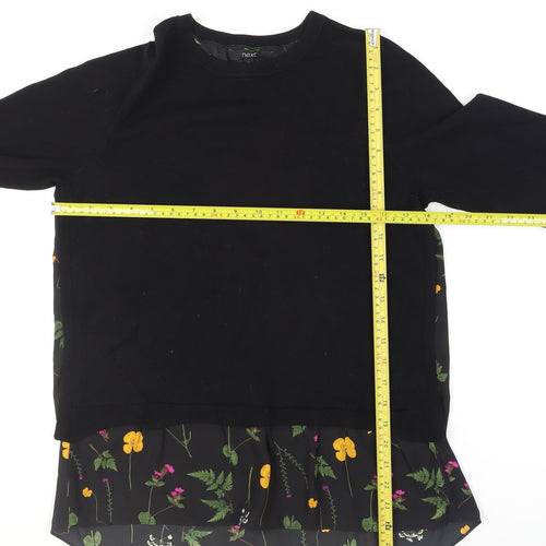 Next Women's Black Floral Hem Pullover Jumper Size 10