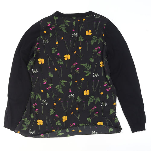 Next Women's Black Floral Hem Pullover Jumper Size 10