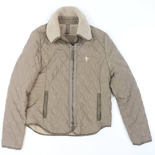 Coldene Women's Beige Quilted Full Zip Jacket Size S Outdoor Winter