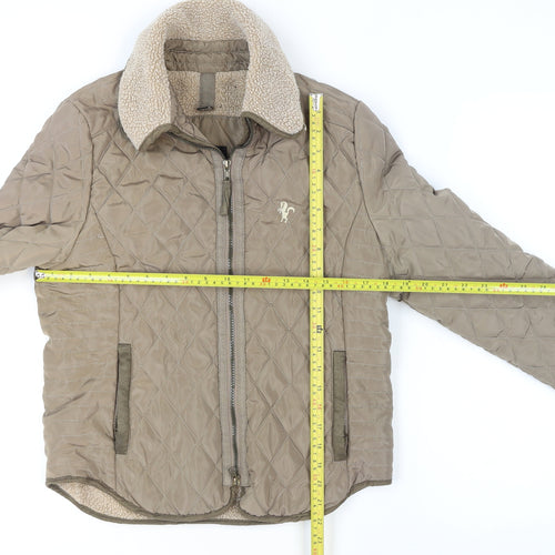 Coldene Women's Beige Quilted Full Zip Jacket Size S Outdoor Winter