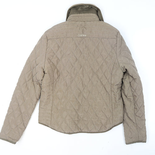 Coldene Women's Beige Quilted Full Zip Jacket Size S Outdoor Winter