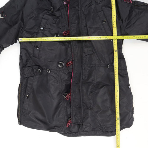 Superdry Women's Black Faux Fur Hooded Flight Jacket Size M