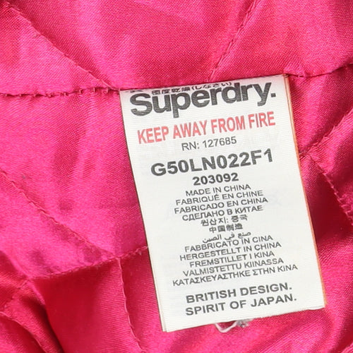 Superdry Women's Black Faux Fur Hooded Flight Jacket Size M