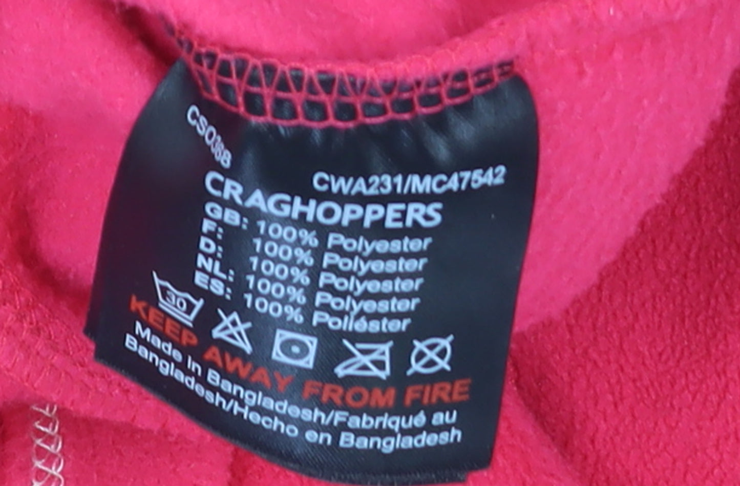 Craghoppers Women’s Pink Fleece Half Zip Activewear Jacket UK12