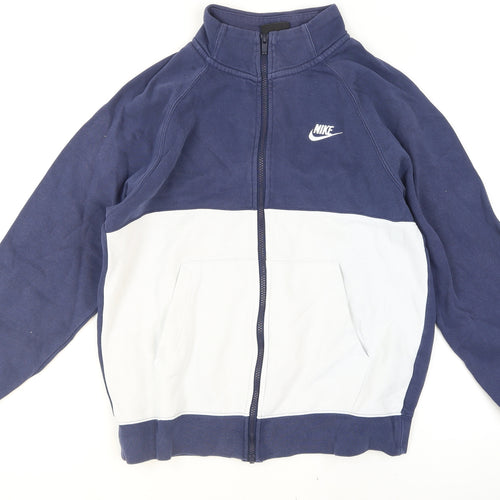 Nike Women's Blue Full Zip Hoodie Medium Cotton Blend Sweatshirt