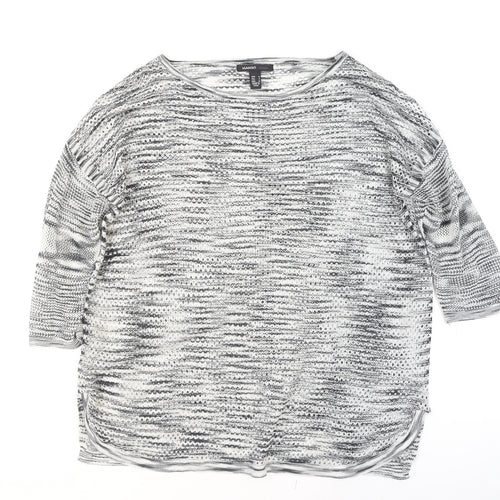 Mango Women Grey Knit Open Pullover Jumper Size 12