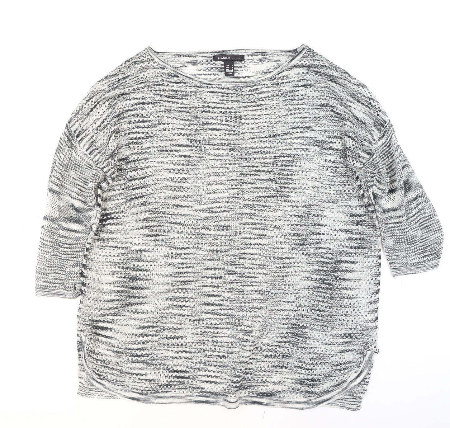 Mango Women Grey Knit Open Pullover Jumper Size 12
