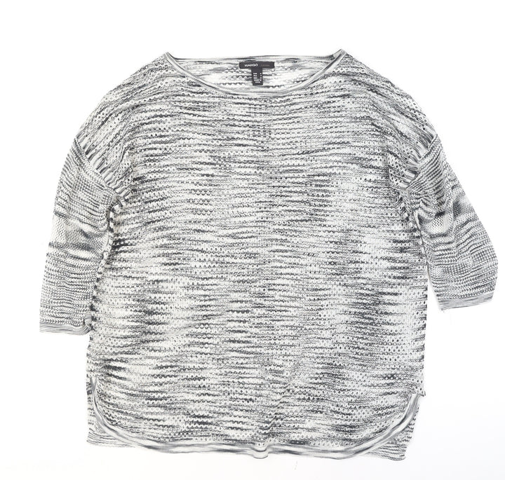 Mango Women Grey Knit Open Pullover Jumper Size 12
