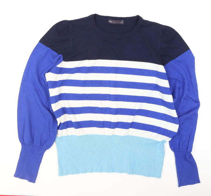 Marks and Spencer Women’s Multicoloured Striped Crew Neck Jumper Size 16