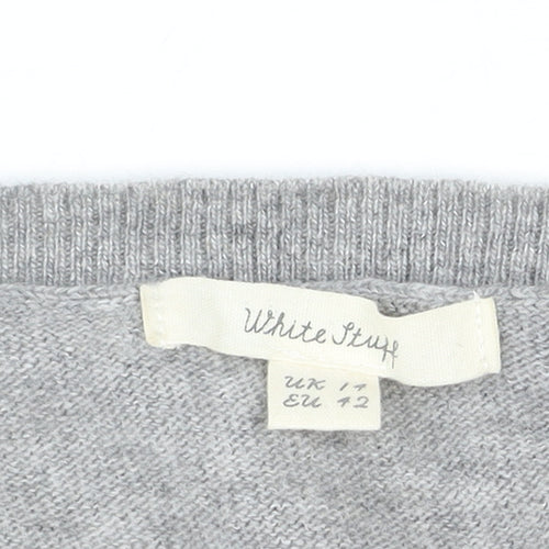 White Stuff Women's Grey Heart Pullover Jumper Size 14