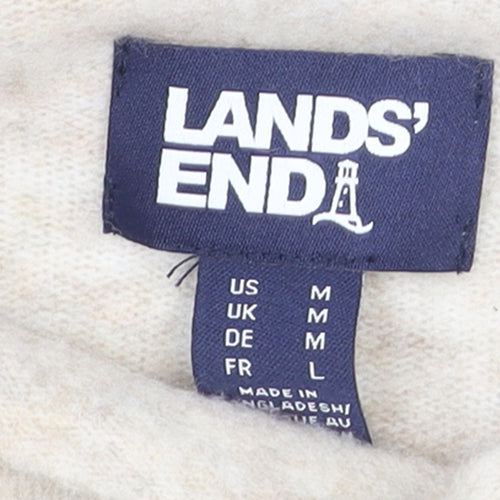 Lands' End Women’s Beige Striped Roll Neck Pullover Jumper Size M