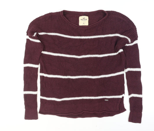 Hollister Women’s Purple Striped Chunky Knit Jumper XS