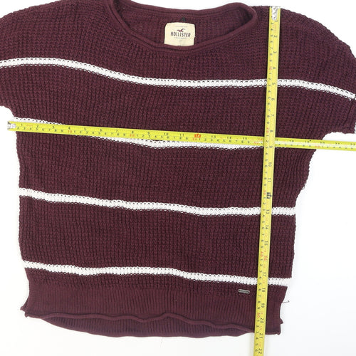 Hollister Women’s Purple Striped Chunky Knit Jumper XS