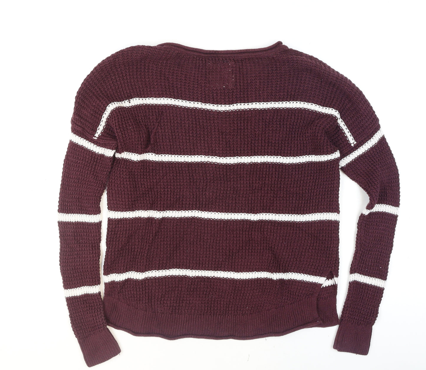 Hollister Women’s Purple Striped Chunky Knit Jumper XS