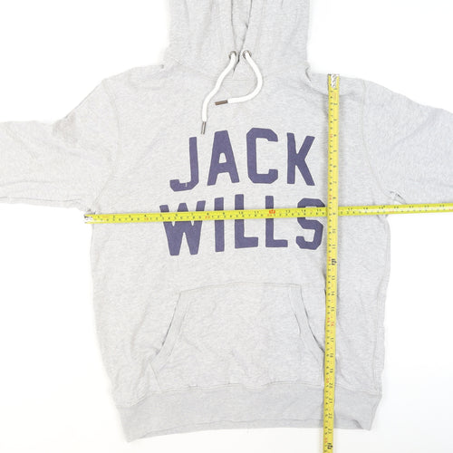 Jack Wills Mens Grey XS Pullover Hoodie with Logo Print