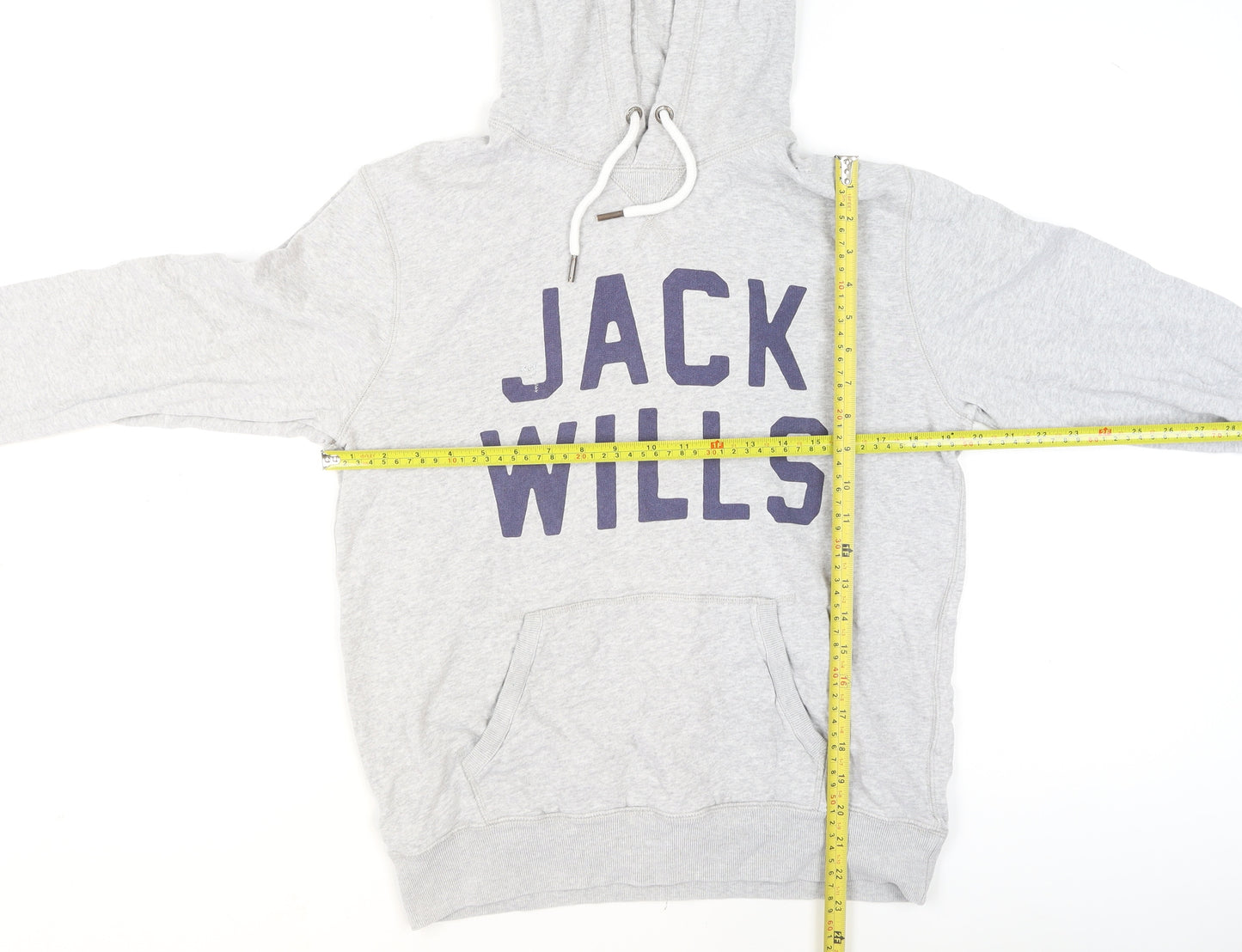 Jack Wills Mens Grey XS Pullover Hoodie with Logo Print