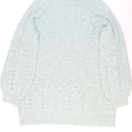 M&Co Women’s Green Mock Neck Balloon Sleeve Knit Jumper Size 18