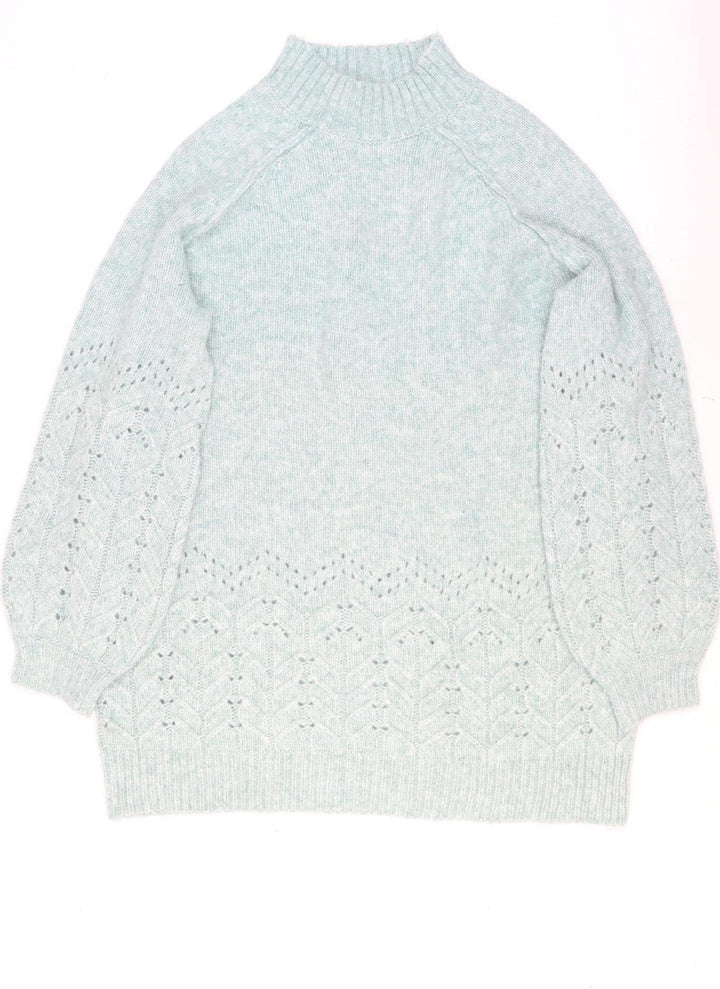 M&Co Women’s Green Mock Neck Balloon Sleeve Knit Jumper Size 18