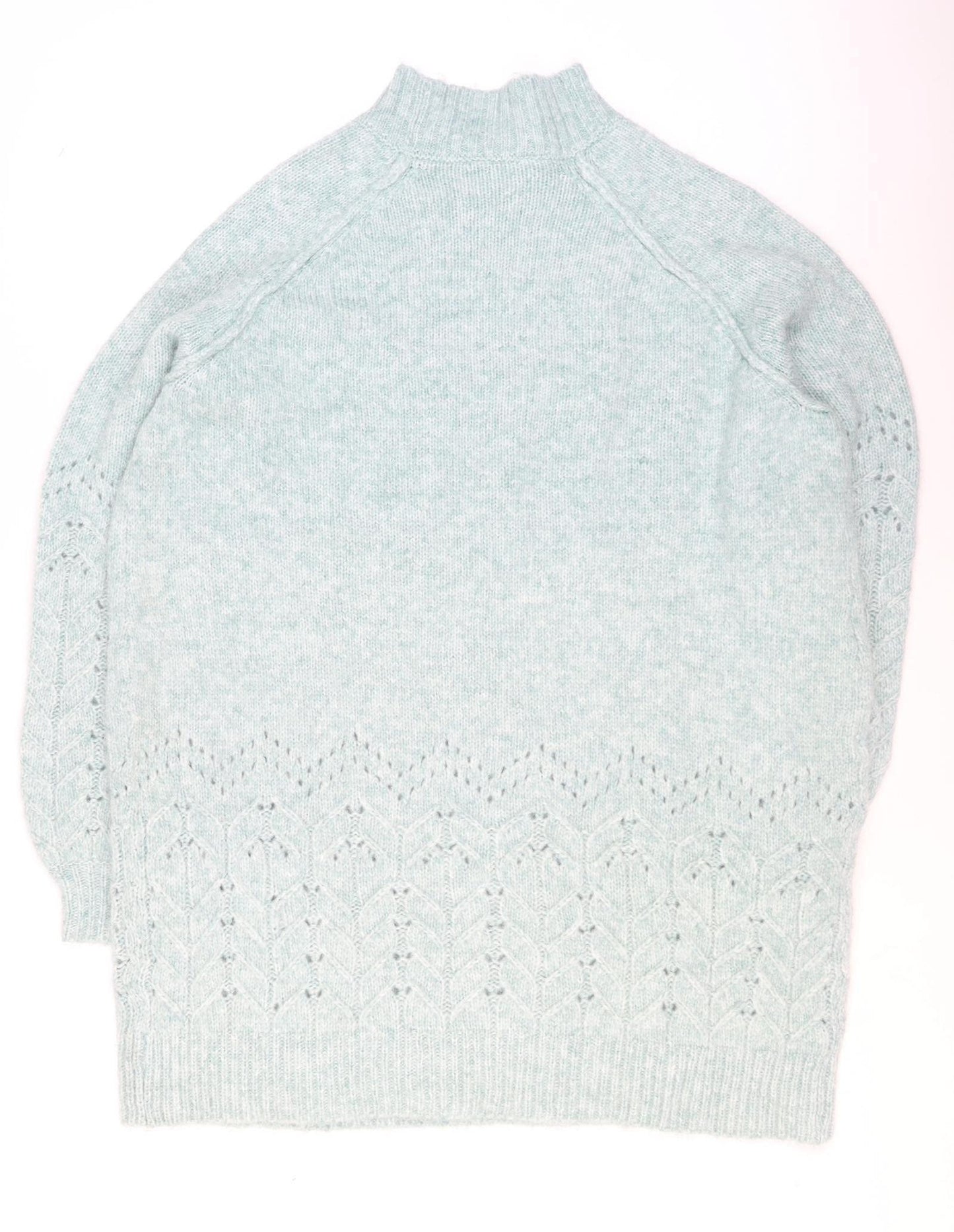 M&Co Women’s Green Mock Neck Balloon Sleeve Knit Jumper Size 18