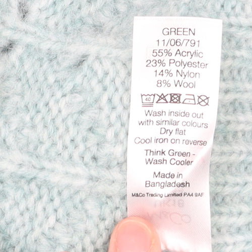 M&Co Women’s Green Mock Neck Balloon Sleeve Knit Jumper Size 18
