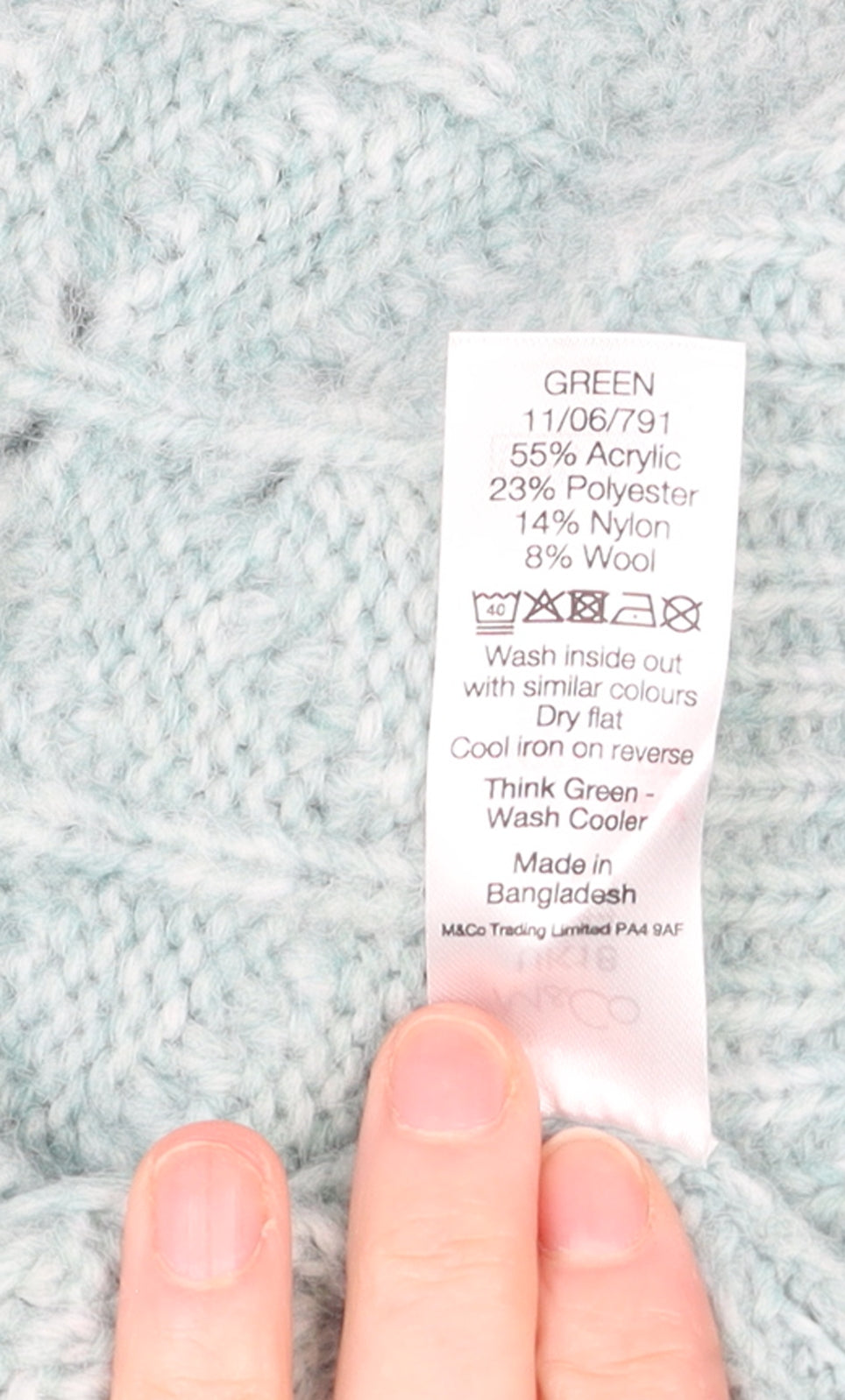 M&Co Women’s Green Mock Neck Balloon Sleeve Knit Jumper Size 18