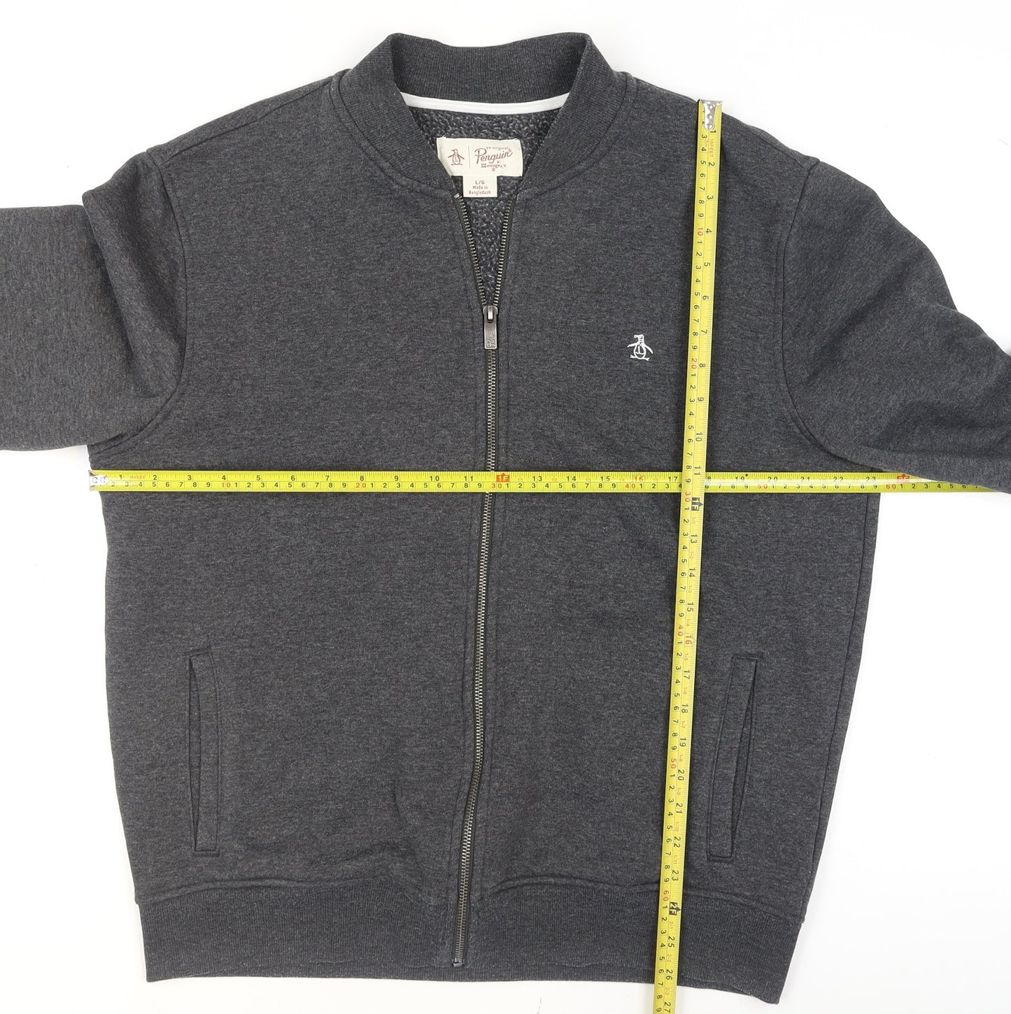 Original Penguin Men’s Grey Full Zip Sweatshirt L Regular Fit