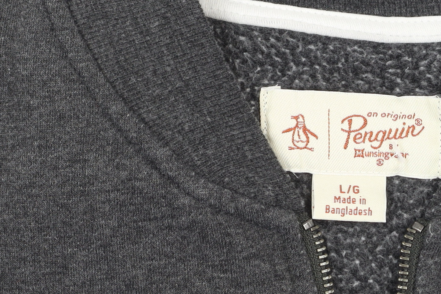 Original Penguin Men’s Grey Full Zip Sweatshirt L Regular Fit