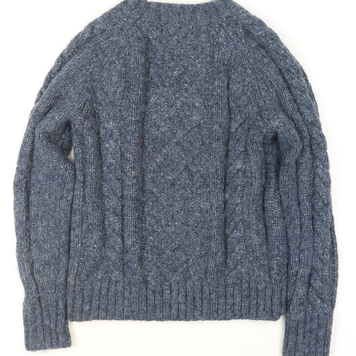 Marks and Spencer Per Una Women's Blue Cable Knit Jumper Size S