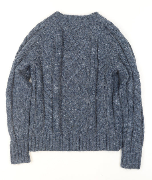 Marks and Spencer Per Una Women's Blue Cable Knit Jumper Size S