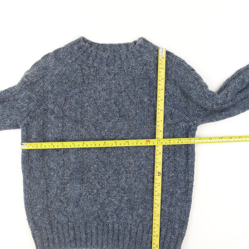 Marks and Spencer Per Una Women's Blue Cable Knit Jumper Size S